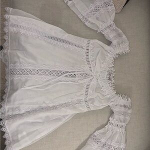 Charo Ruiz Ivory Lace Off-Shoulder Blouse